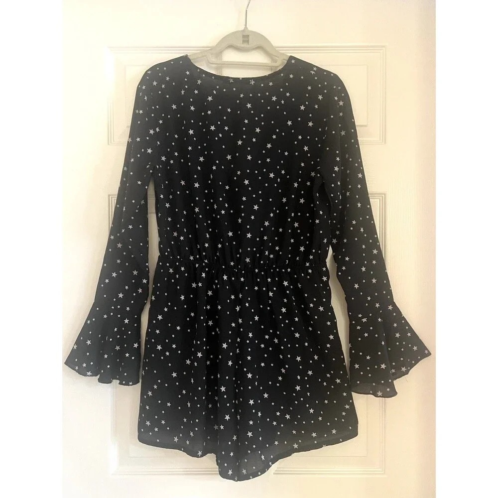 Nasty Gal Romper Shorts Jumpsuit Sz 10 Belly Cutout Boho Chic Festival Wear - Picture 10 of 11